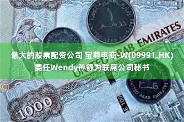 最大的股票配资公司 宝尊电商-W(09991.HK)委任Wendy孙舒为联席公司秘书