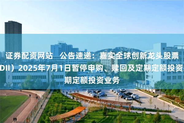 证券配资网站   公告速递：嘉实全球创新龙头股票（QDII）2025年7月1日暂停申购、赎回及定期定额投资业务
